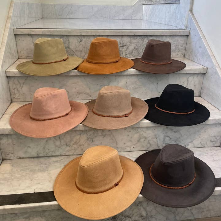 Love and Thyme - Wholesale Fedora - Women's - Best Seller! Vegan Suded Panama Hat with Faux Suede Braid Ba