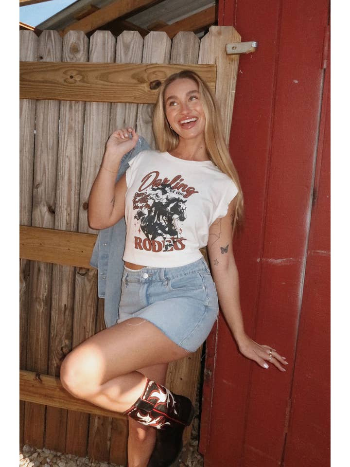 IVORY Darling of the Rodeo Vintage-Wash Graphic Tee for wholesale on Faire