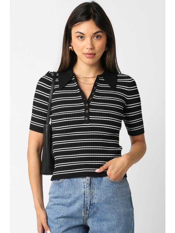 Olivaceous - Wholesale Button Down Shirt - Women's - Ina Stripe Top17