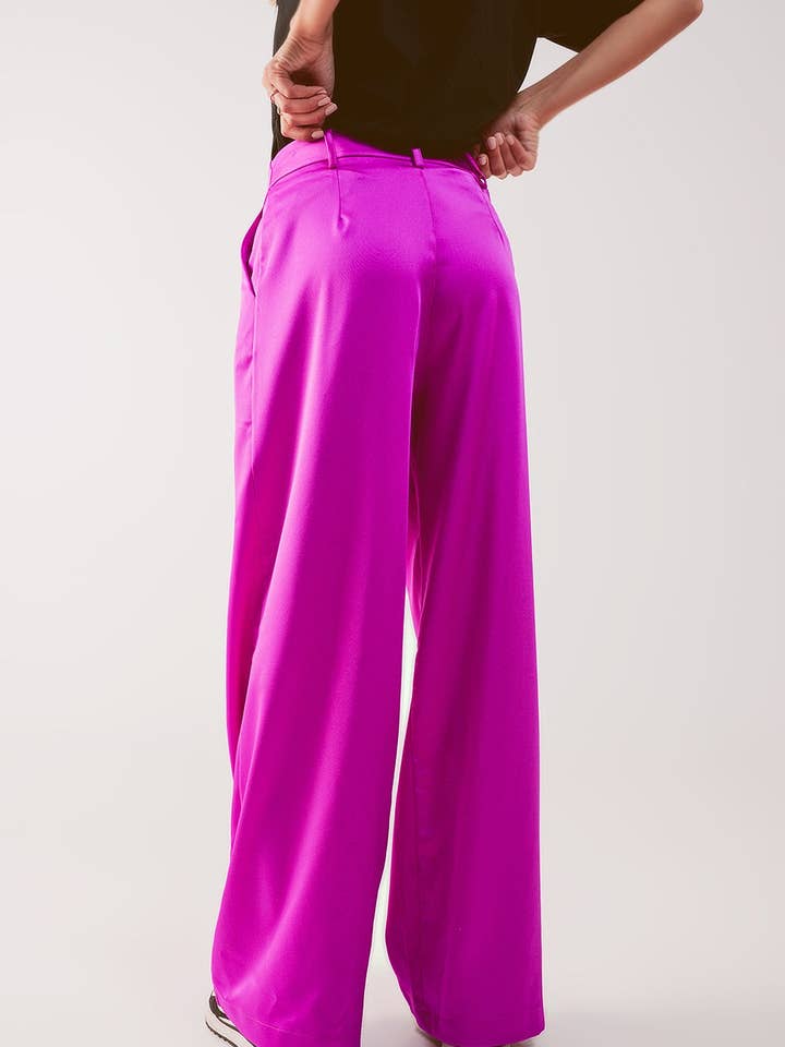 Palazzo pleated pants in fuchsia for wholesale on Faire