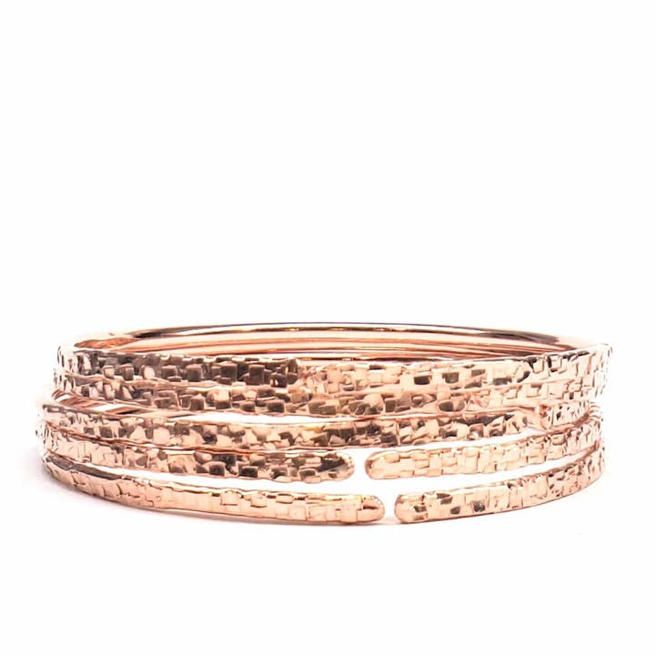Brides Mag Featured Textured Copper Anniversary Bangle in 4 Sizes for wholesale by Alexa Martha Designs