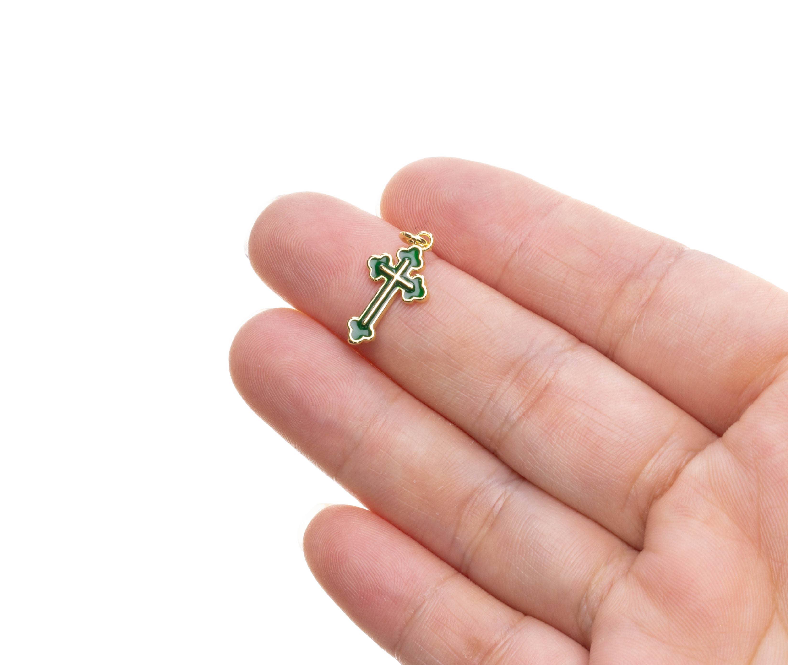 Jewel Pledge - Wholesale Individual Charm/Pendant - Assorted Gold samll Cross Charms for Jewelry Making CPG26666