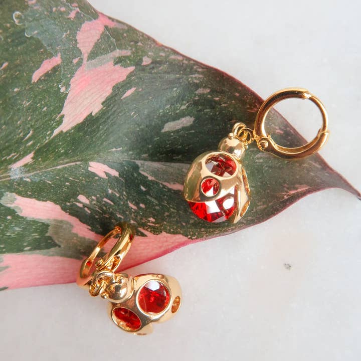 Bittersweet - Wholesale Huggie Earrings - Lucky Little Bug Ladybug Earrings6