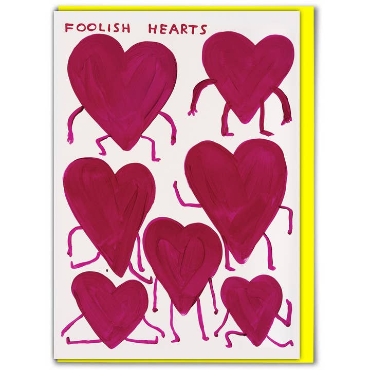 Funny Greetings Card By David Shrigley - Foolish Hearts for wholesale by David Shrigley x Brainbox Candy