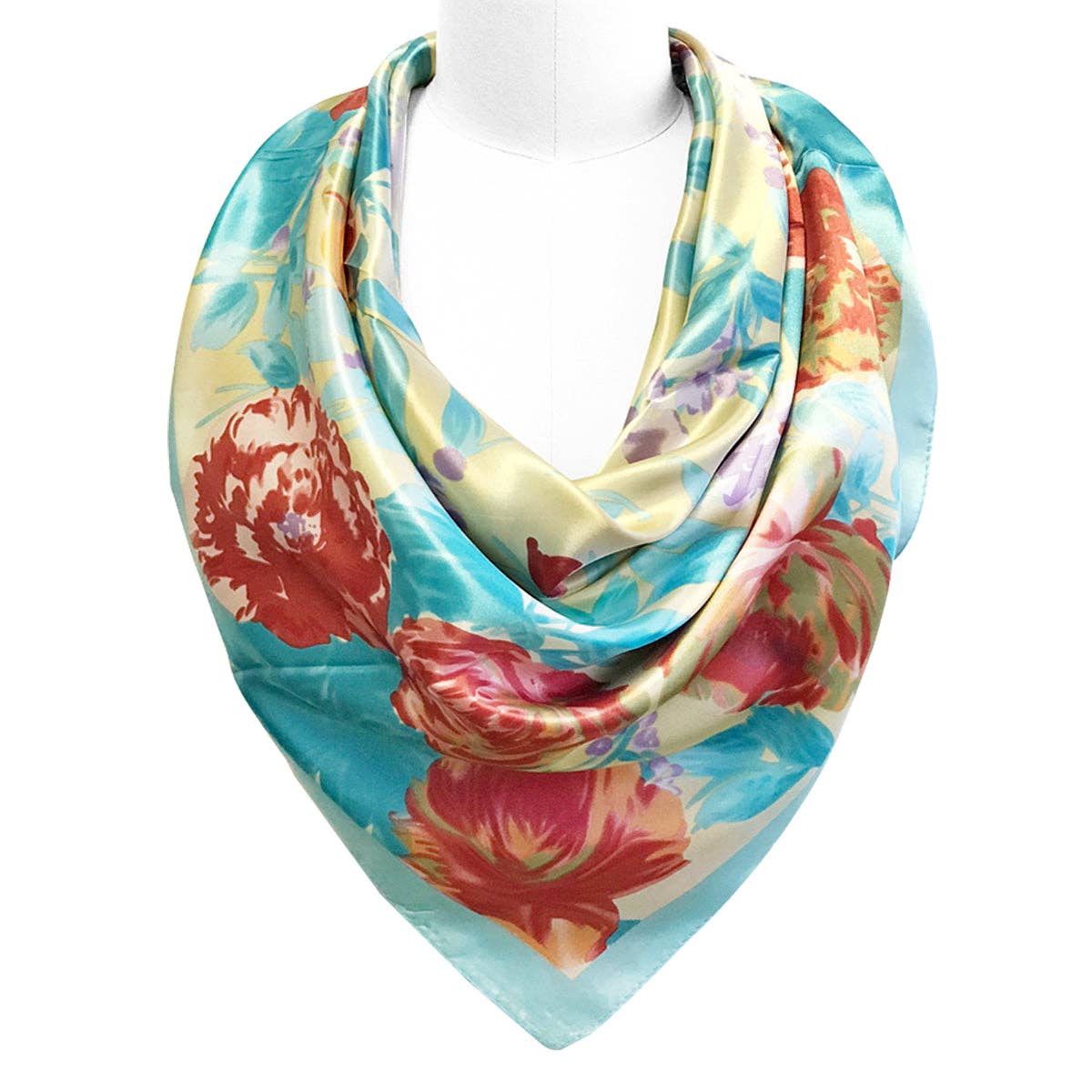 Wrapables.com - Wholesale Scarf - Women's - Wrapables Silk Satin Floral Neckerchief 35 x 35 Inch Square14