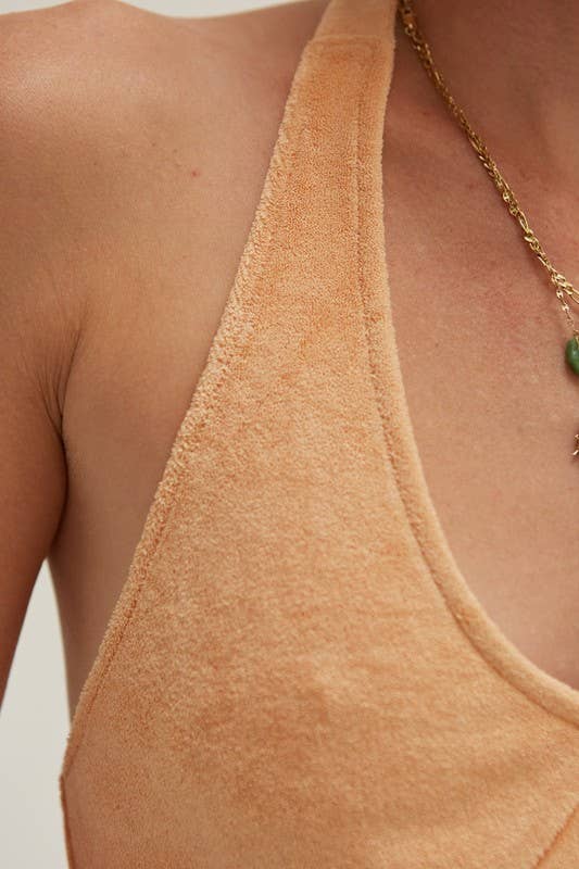 APRICOT CD7670 - Jameson Halter-neck Terry Dress for wholesale on Faire6