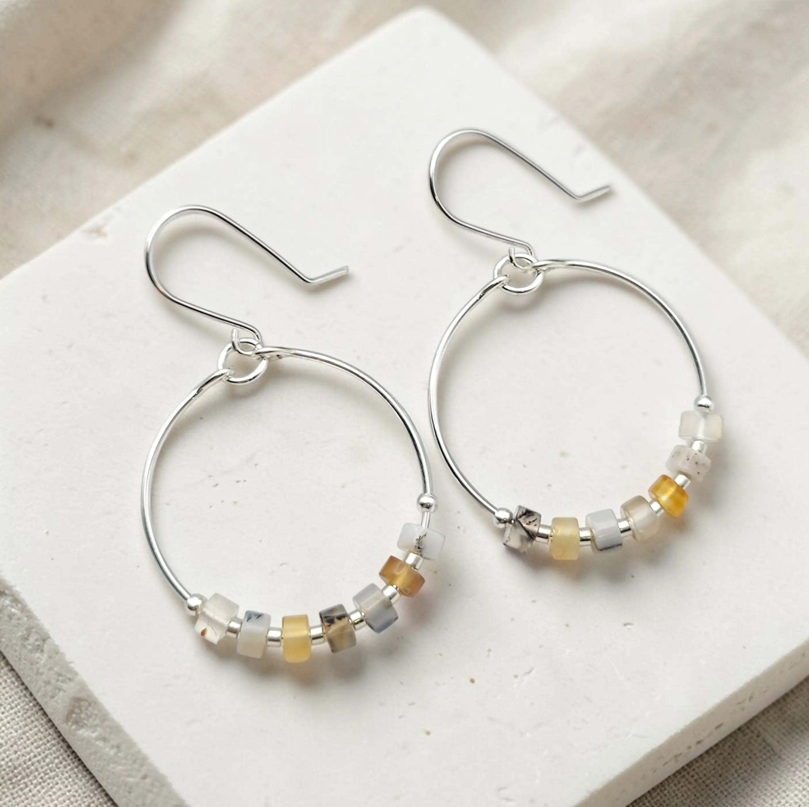 Bijou by SAM - Wholesale Hoop Earrings - Silver Hoop Earrings with Montana Agate Gemstones1