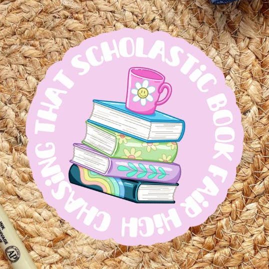 Chasing That Scholastic Book Fair High 90s Nostalgia Sticker for wholesale by Serafine Art and Design