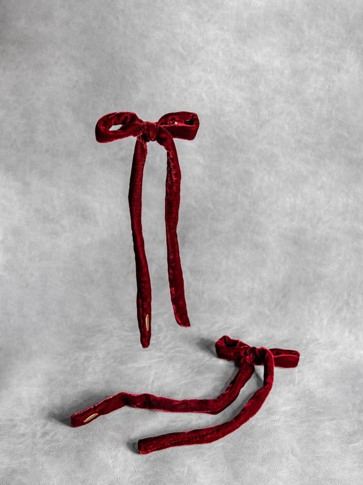 Udon Velvet Bow Clips (Single/Pair) for wholesale by Jasmine Chong