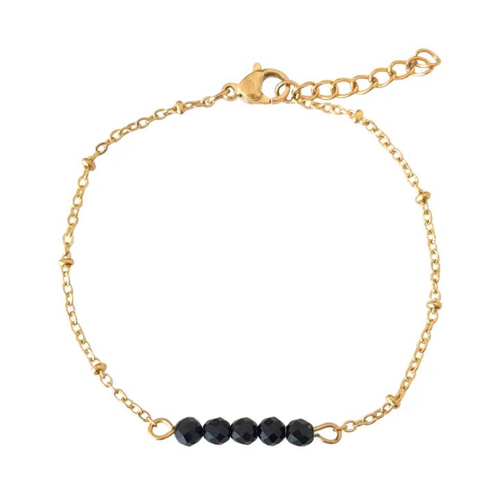 Black Tourmaline Facet Bracelet - Gold for wholesale by Saint Clairmont