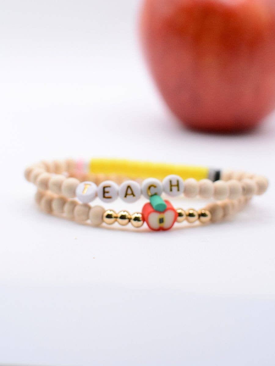 Two and Crew - Faith Based Jewelry & Gifts - Wholesale Beaded Bracelet - Wood Beaded TEACH Bracelet Set – Teacher Appreciation Gift1