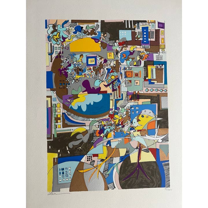 Lotan Yearning for Peace Hand Signed 'LE Gouache Artwork for wholesale by Deluxe Fine Art