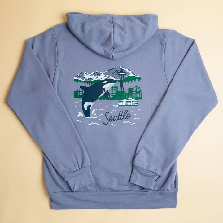 Seattle Orca Skyline Hoodie (Storm Gray) for wholesale by Tender Loving Empire
