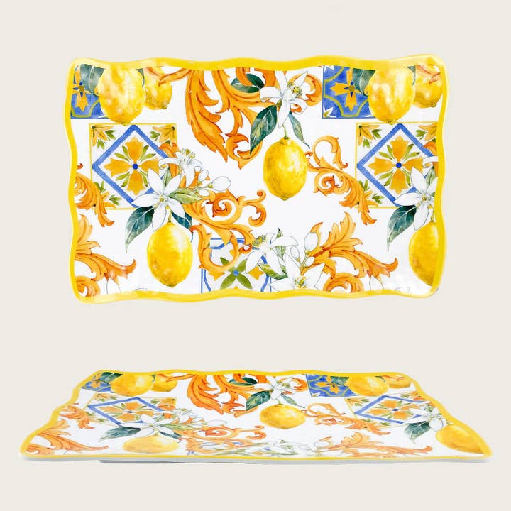 Rektangulär Bricka i Melamin Dekor Citron 30x21cm för wholesale av ARCA ITALY
