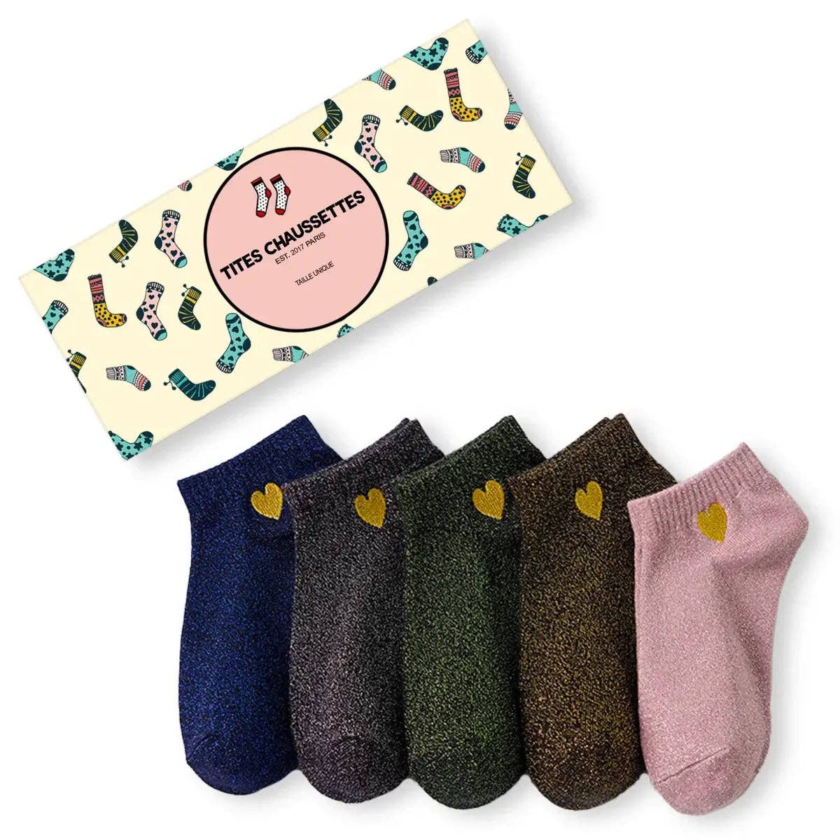 Tites Chaussettes - Wholesale Socks - Women's - Lurex & Glitter Heart Socks for Women I 35-417