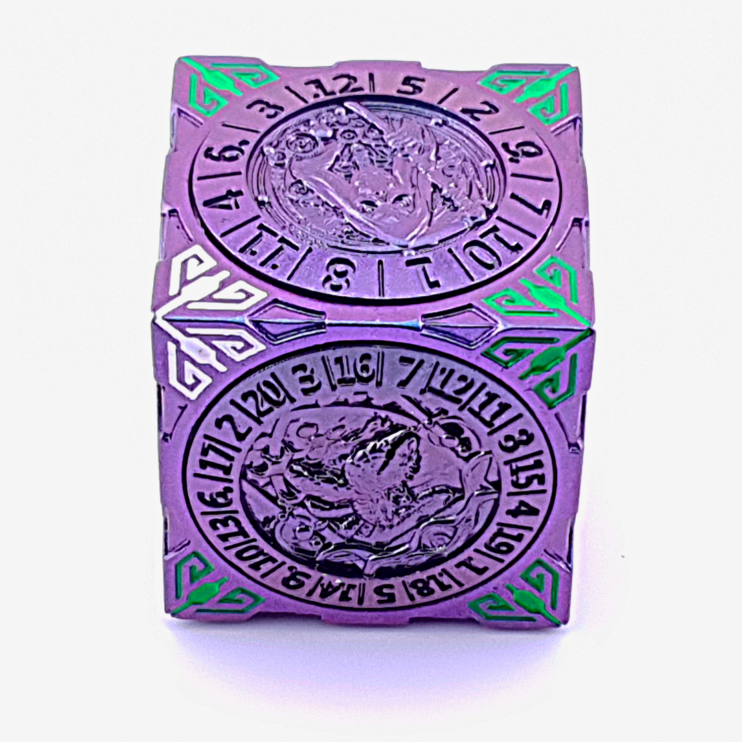 Tabletop Dominion Limited - Wholesale Dice - Talisman of Fate | Dice Spinner | Purple Green1