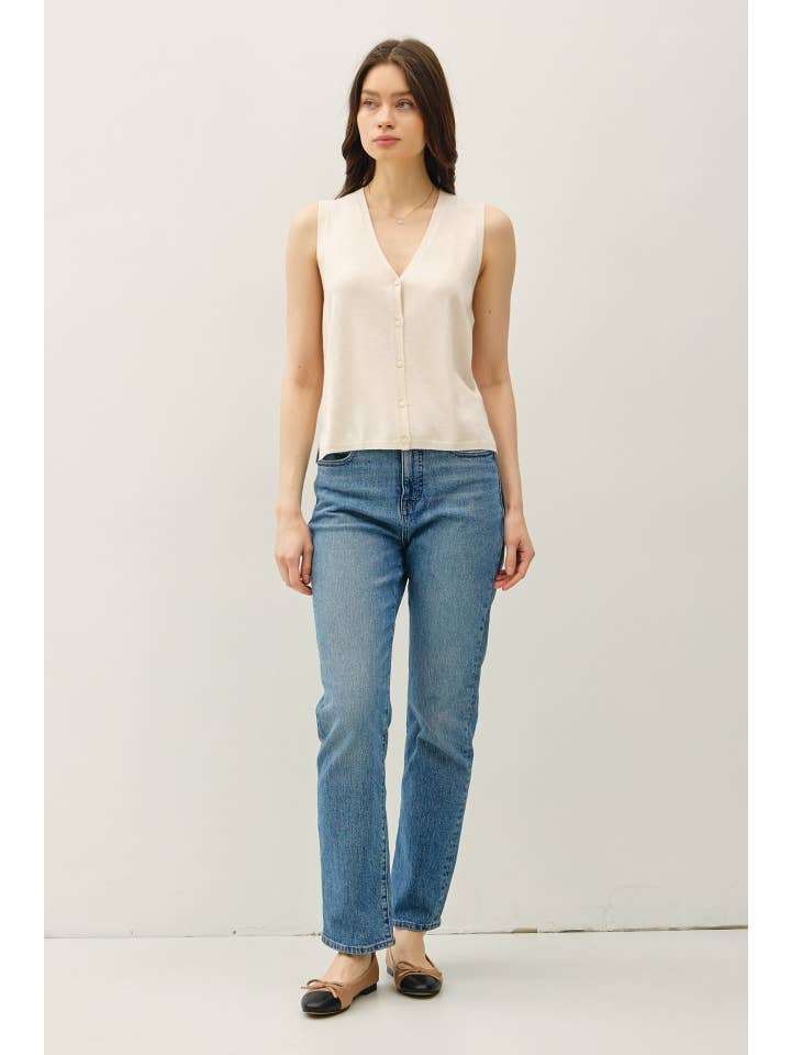 Be Cool - Wholesale Sweater Vest - Women's - BOXY CUT BUTTON UP V-NECK SWEATER VEST 4