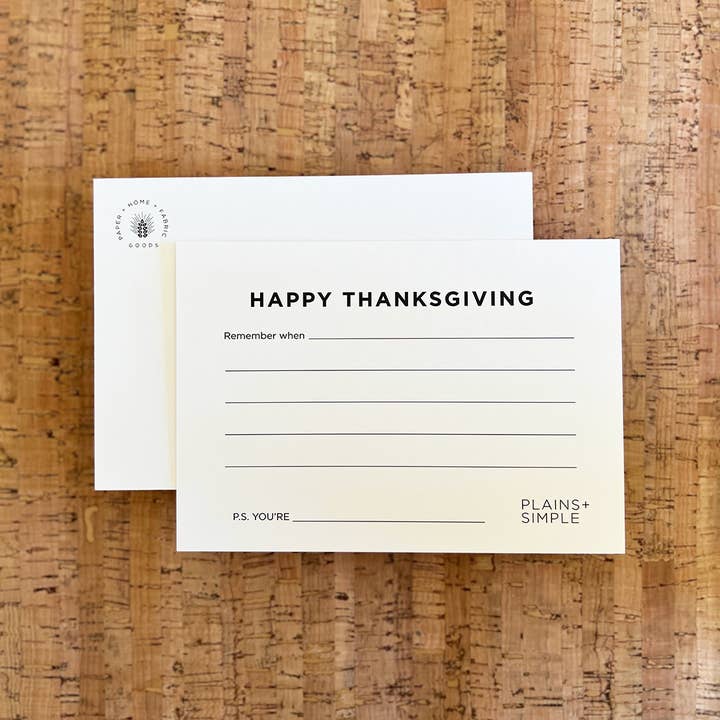 Simply Said Happy Thanksgiving Remember When Postcard for wholesale by Plains + Simple