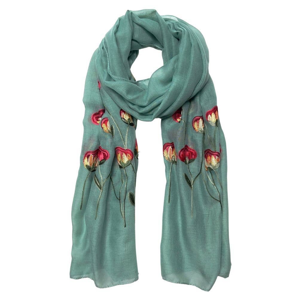 Humble Hilo – Engroshandel Tørklæde - Dame – Humble Hilo Broderet tørklæde/sjal med blomster45