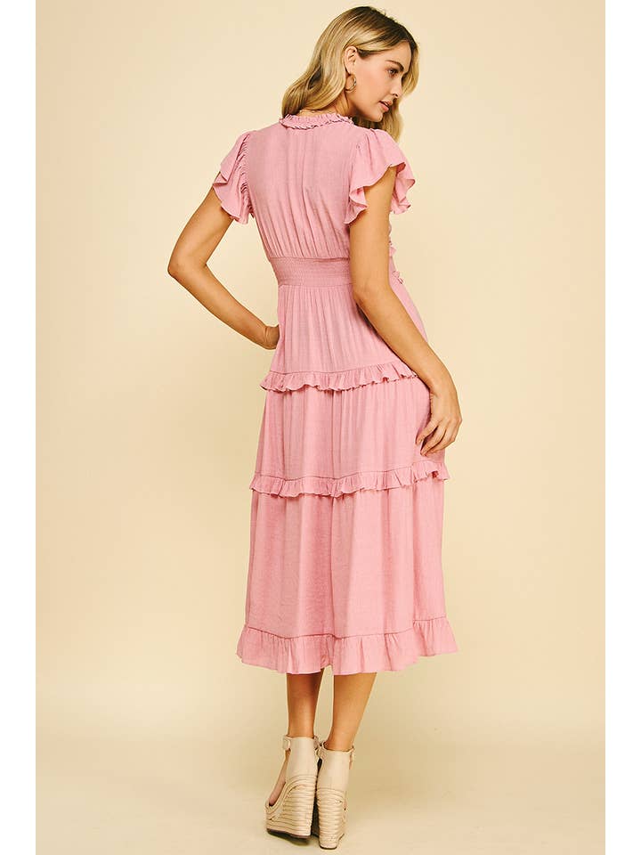 PINCH - Wholesale Dress - Women's - RUFFLED TEA LENGTH DRESS - 3597D17