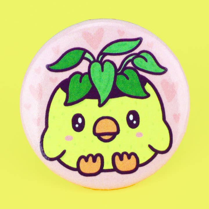 Cute Yellow Duck Planter House Plant Gift Pinback Button for wholesale by Turtle's Soup