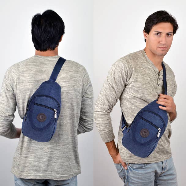 Selini New York - Wholesale Crossbody Bag - Unisex - Navy Crossbody Canvas Sling Bag with Adjustable Strap1