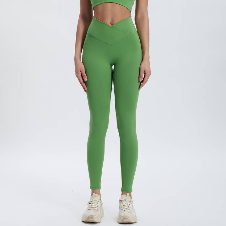 Sodalemon - Vendita all'ingrosso Leggings sportivi/loungewear - Donna - Leggings Sportivi da Fitness a Vita Incrociata per Donne a Colore Unito4