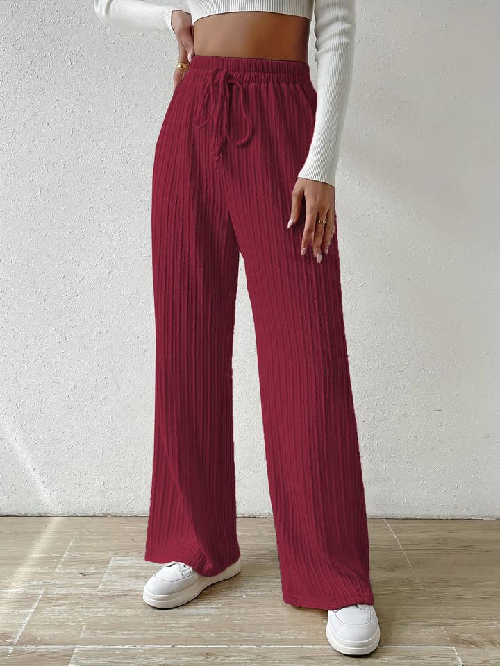 Textured Knit High Waist Wide Leg Lounge Pants for wholesale by Suhkasana