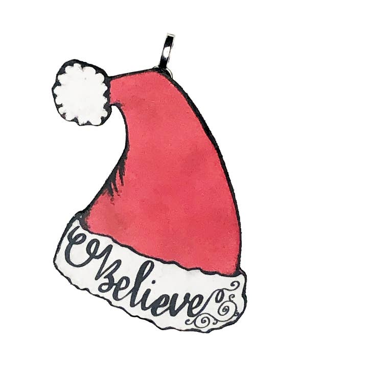 Santa Hat Ornament, Christmas Magic, Red Christmas Ornament for wholesale by Katekreates