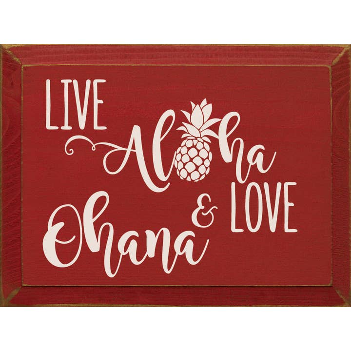 SAWDUST CITY - Venta al por mayor Letreros - Señal de madera de Aloha & Love Ohana3