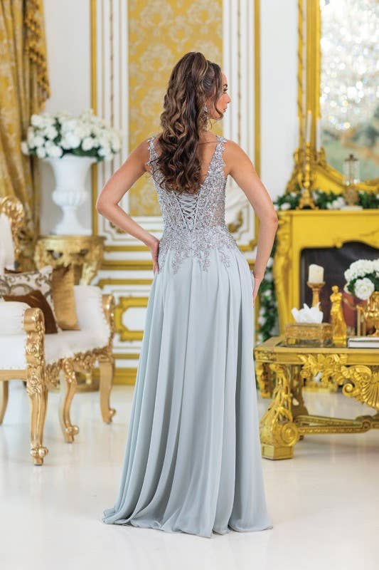 Dancing Queen Dress – Vestido comprido - Mulher por atacado – Vestido de Festa com Sobreposição e Design Sem Mangas1