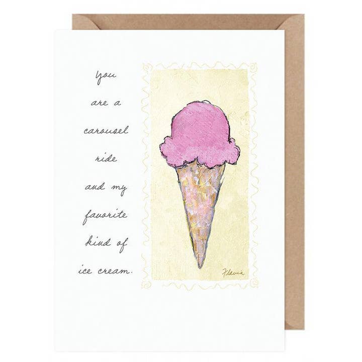 Favorite Ice Cream ....Flavia Card by Flavia Weedn 100% Cotton Made in Switzerland 0003-2269 for wholesale by Flavia Art Studios
