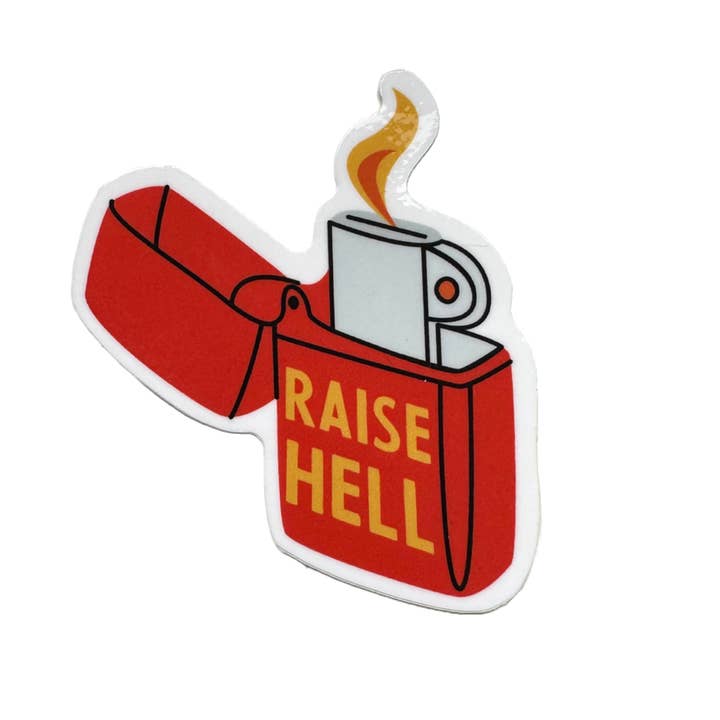 Raise Hell Vinyl Sticker for wholesale by Sparkletown Studios