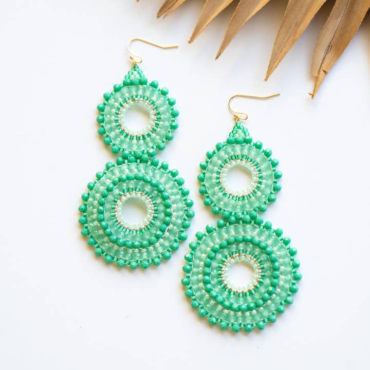 Bali Queen - Wholesale Dangle Earrings - Thai Crystal Double Circle Earrings