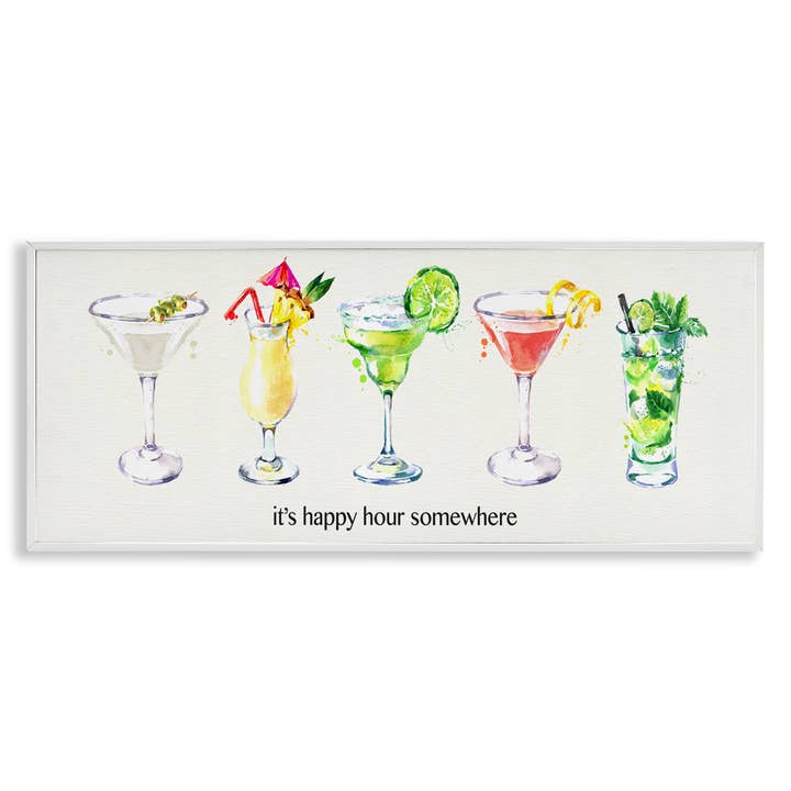Stupell Industries - Wholesale Wall Sign - Happy Hour Somewhere Cocktails Framed Giclee14