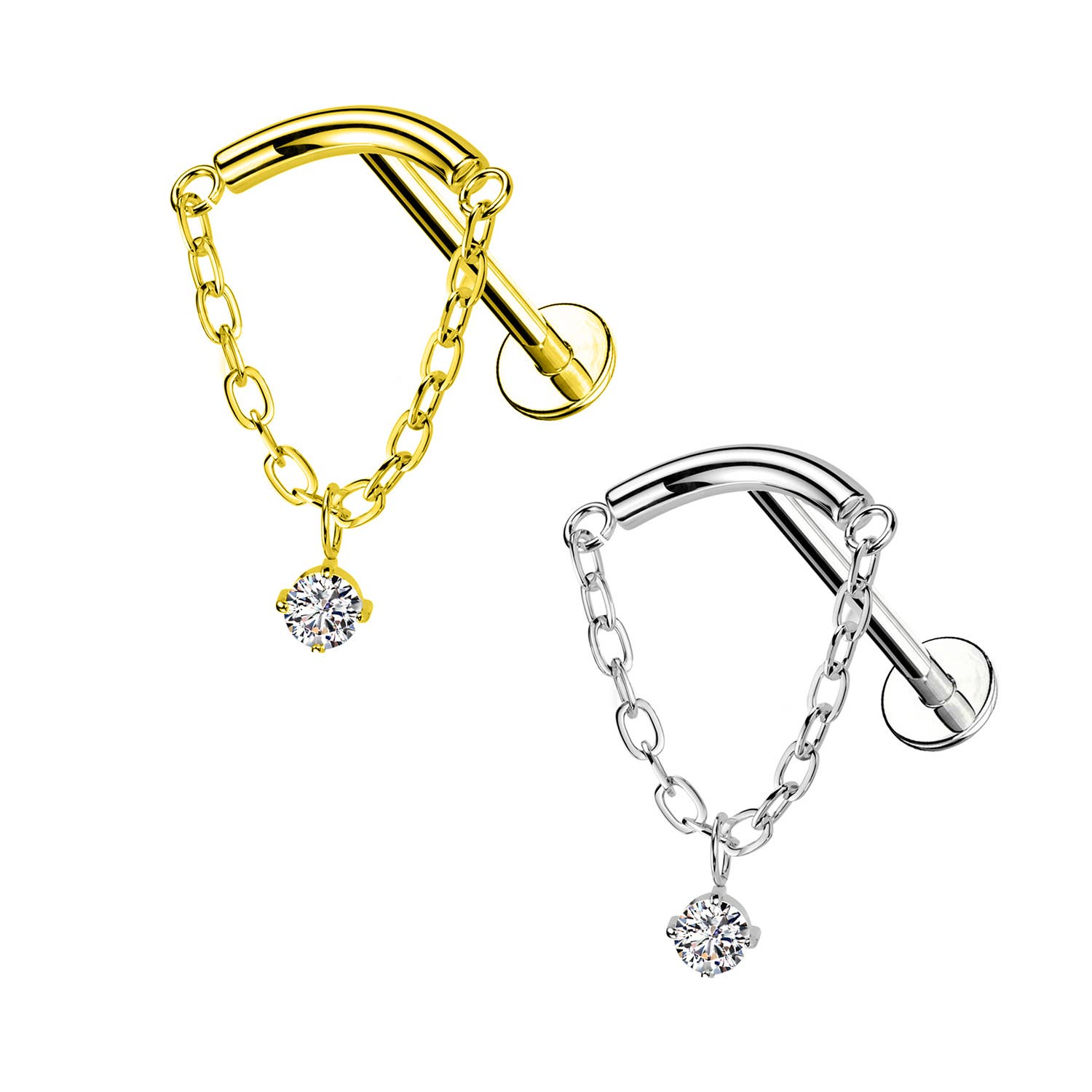 Awaken - Vente Clous d'oreille - Piercing labret avec pendentif et cristal PC-1763