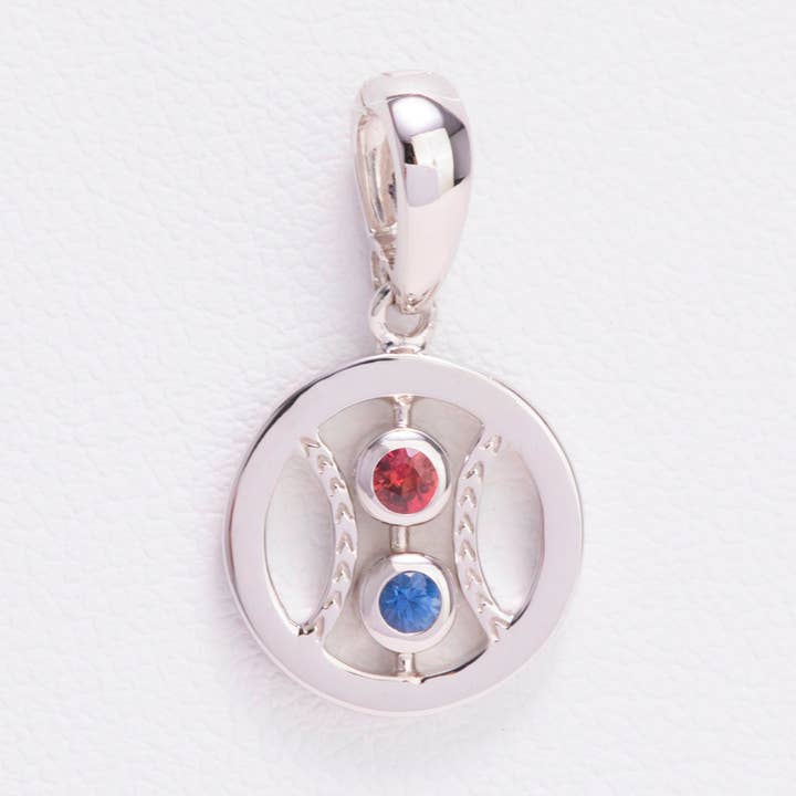 Breloque Open Baseball - Saphirs rouges et bleus pour la vente par AVID Sports Jewelry