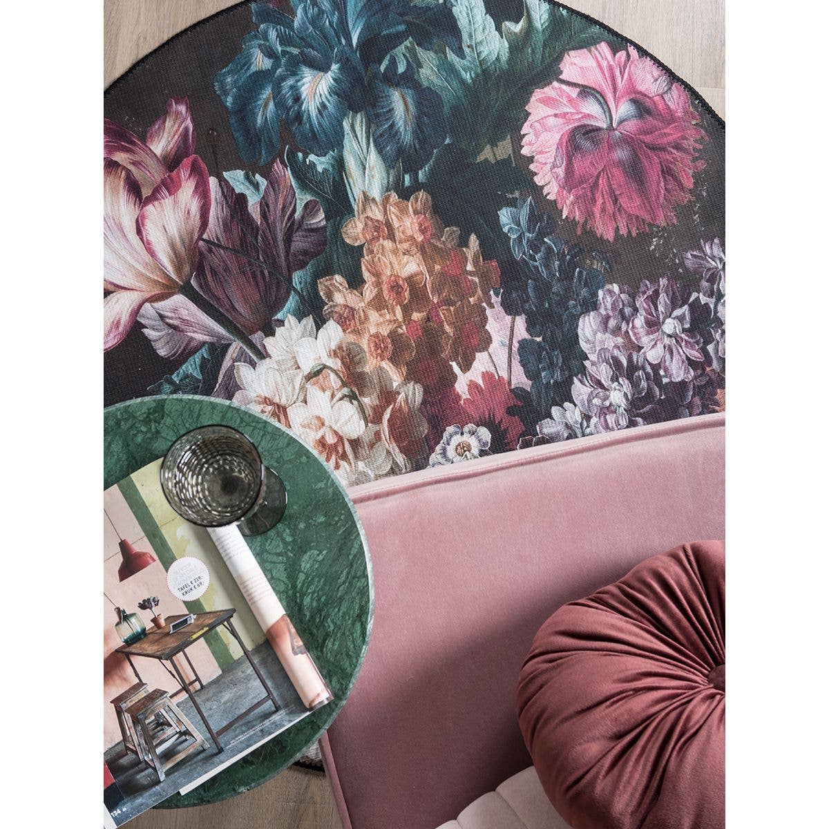 rosa Tappeto Flores rotondo 120 cm in vendita all'ingrosso su Faire1