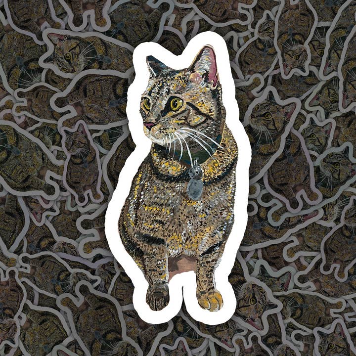 Durable Vinyl Sticker, Tabby Cat Art Design for wholesale by Deking Art