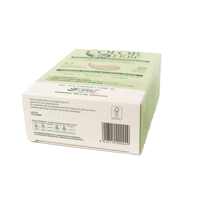 COLOR ERBE - Wholesale Hair Dye - Light Golden Blonde Herbal Color Dye (8.3) - Made in Italy8