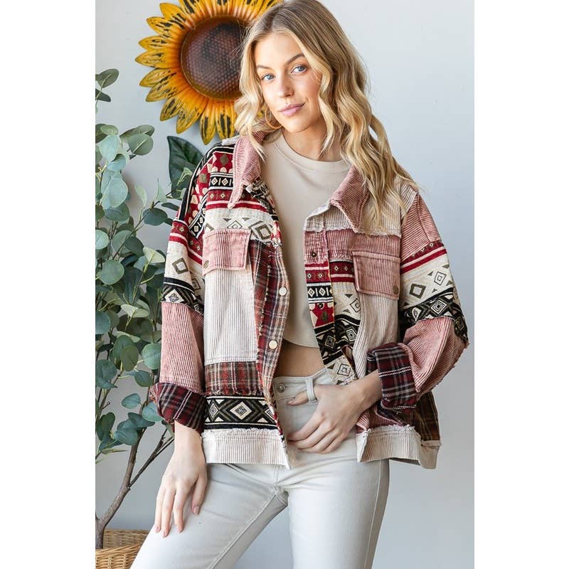 Oli&Hali - Wholesale Jacket - Women's - MINERAL WASHED MIXED MEDIA BUTTON CORDUROY JACKET7