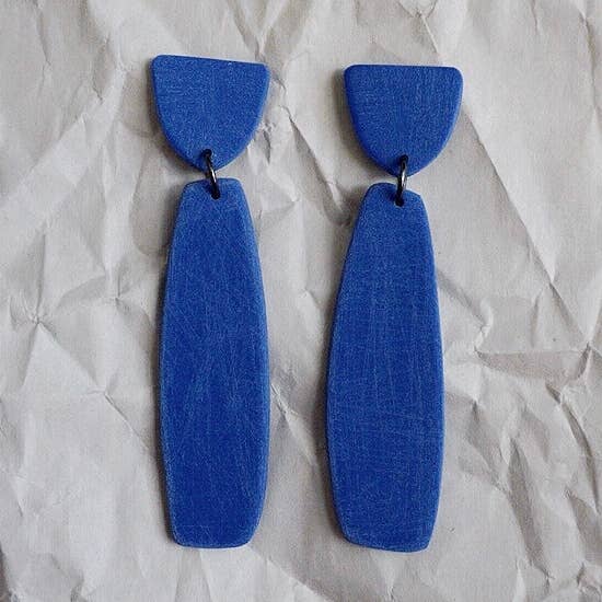 Louise langwerpige oorbellen - kobalt voor wholesale door Shape + Form