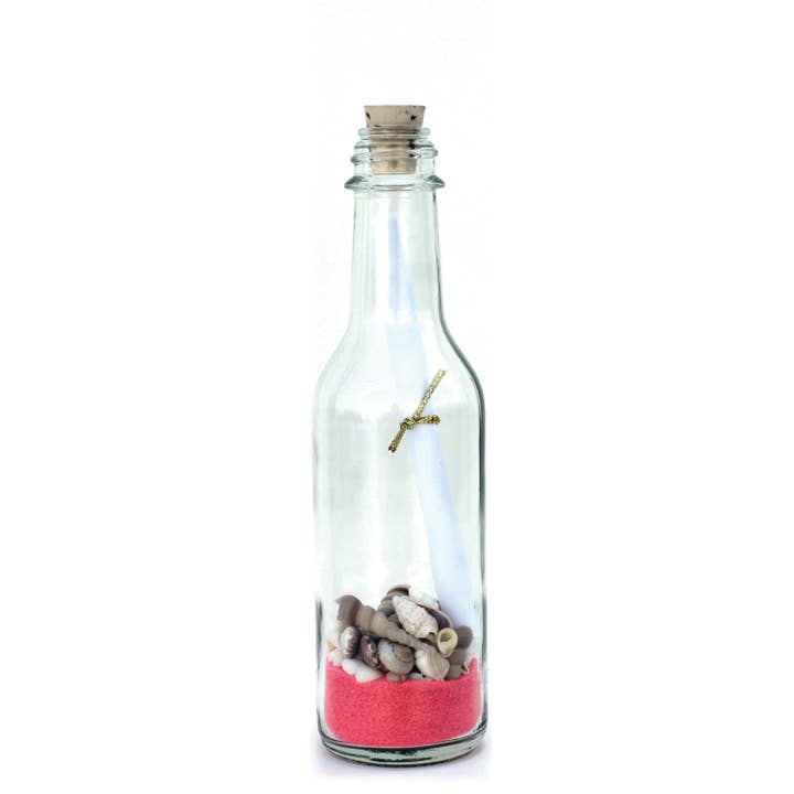 California Seashell Company - Wholesale Party Favor - 6" Message in a Bottle with Sand & Seashells (Color Options)4
