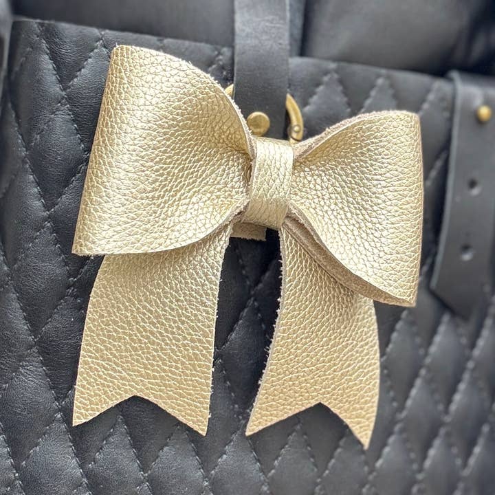 Leather Bow Bag Charm - Champagne - Purse Charm for wholesale by Raleigh Leather
