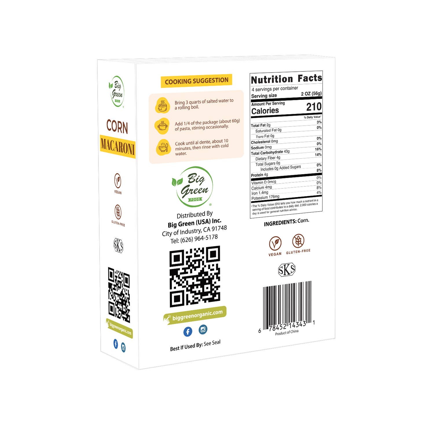 Big Green Organic Food – wholesale Pasta – Corn Macaroni1