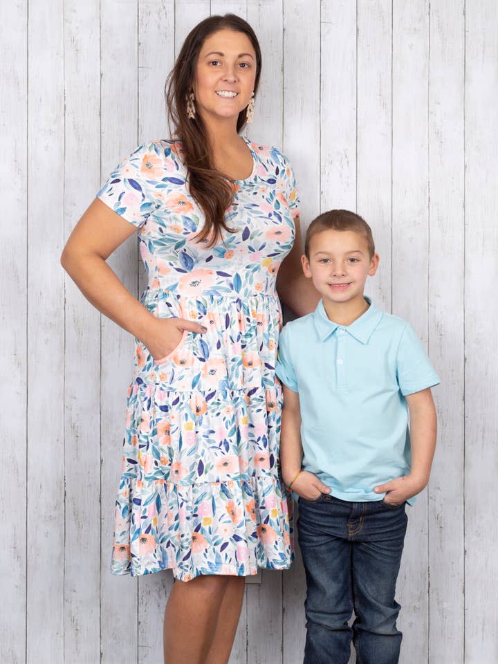 Marie Nicole Clothing - Wholesale Mommy & Me Sets - Blushing Susie Mom & Me Tiered Dress