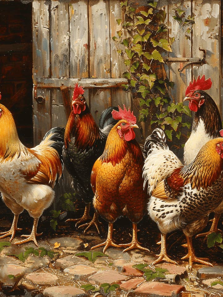 Farmyard Fashionistas Chicken "8x8" Art Print for wholesale by Mowbi