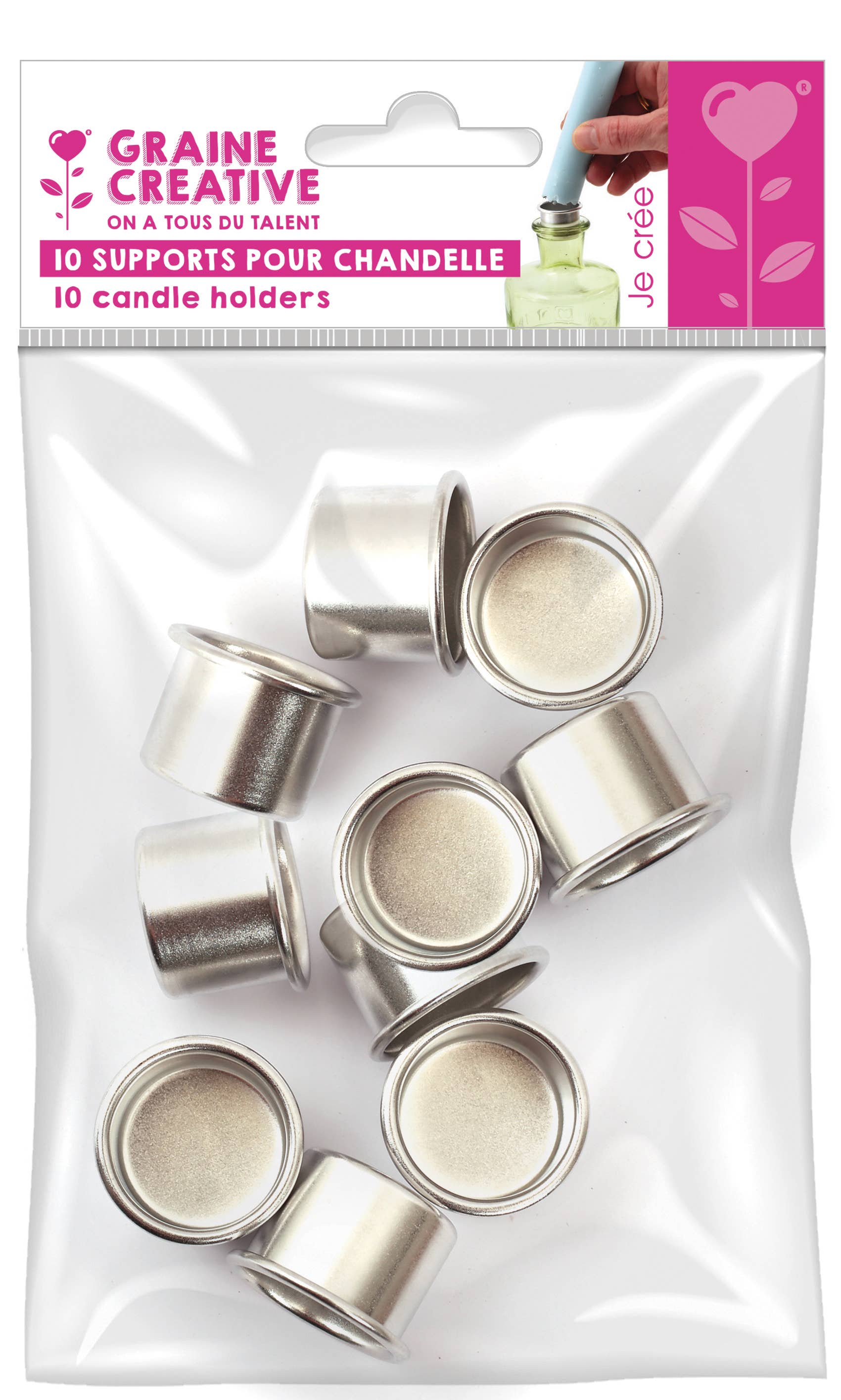 Graine Créative – Engroshandel Gavelys – 10 ALUMINIUMSSTØTTER TIL Ø22mm STEARINLYS1