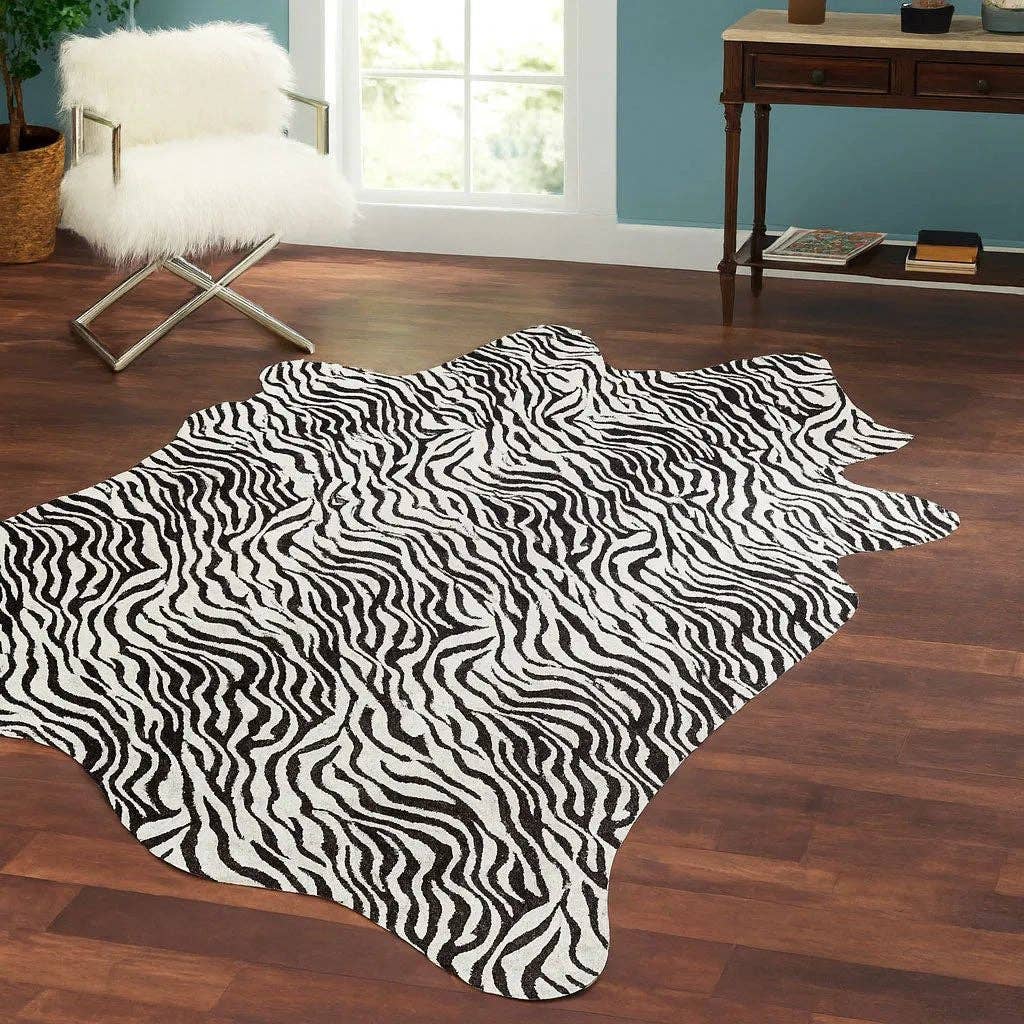 Rodeo - Wholesale Area Rug - Printed baby zebra Cowhide Rug Size 5.5x 7.2 ft ---52432