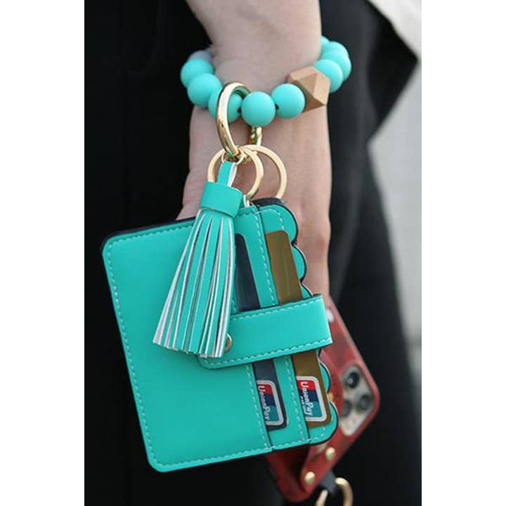 42POPS - Wholesale Wallet - Women's - ._ SI-26423 Beaded Bracelet Keychain Card Holder Wallet